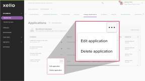 A student's profile in Xello. There's a college application added by the educator, with its three-dot menu open. The options are Edit application and Delete application.